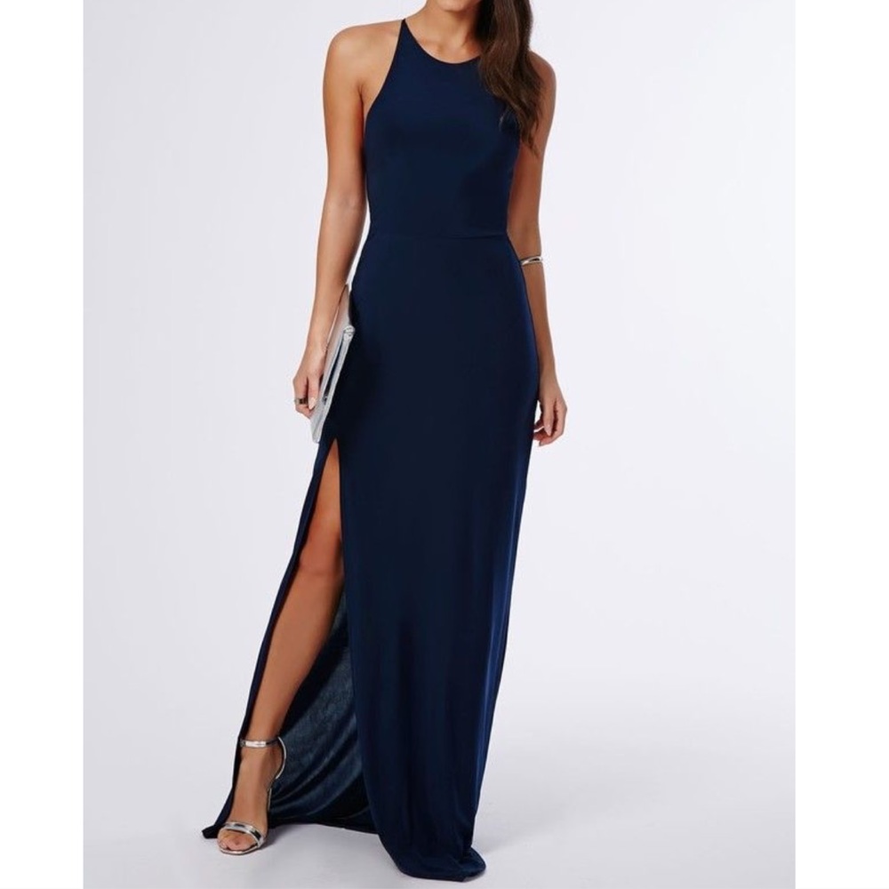 Slinky side split maxi dress